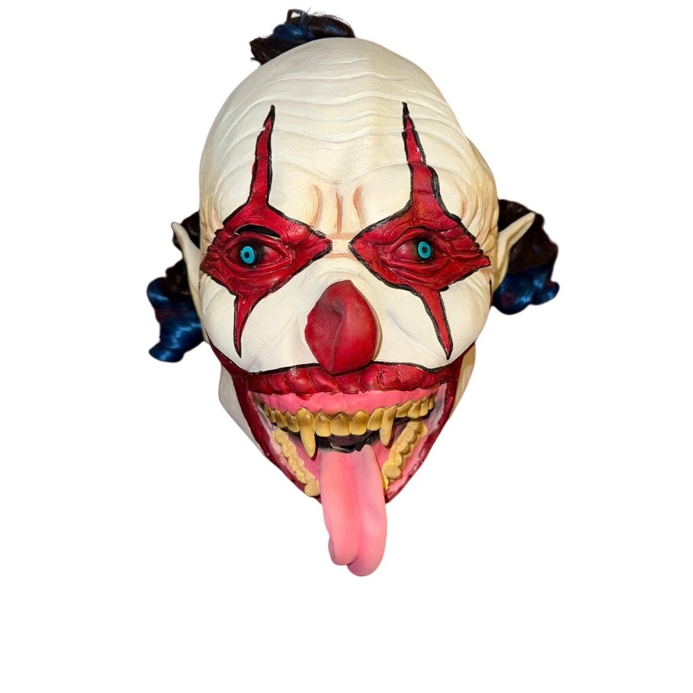 Morbid Enterprises Kill Clown Latex Snake Tongue Evil Clown Mask, Red/White/Blue